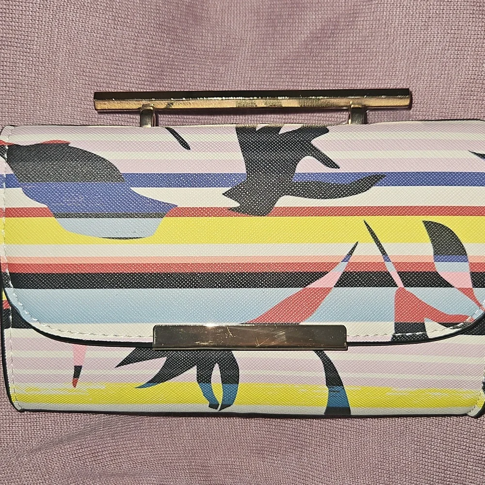 Multicolor Clutch With Gold Long Strap 'Call IT Spring'